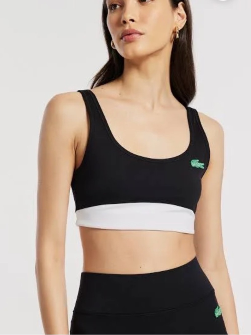 Lacoste x Bandier Black & White Colorblock Sports Bra
